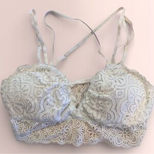 Aerie Elegant Lace Bralette in Cream Sz L